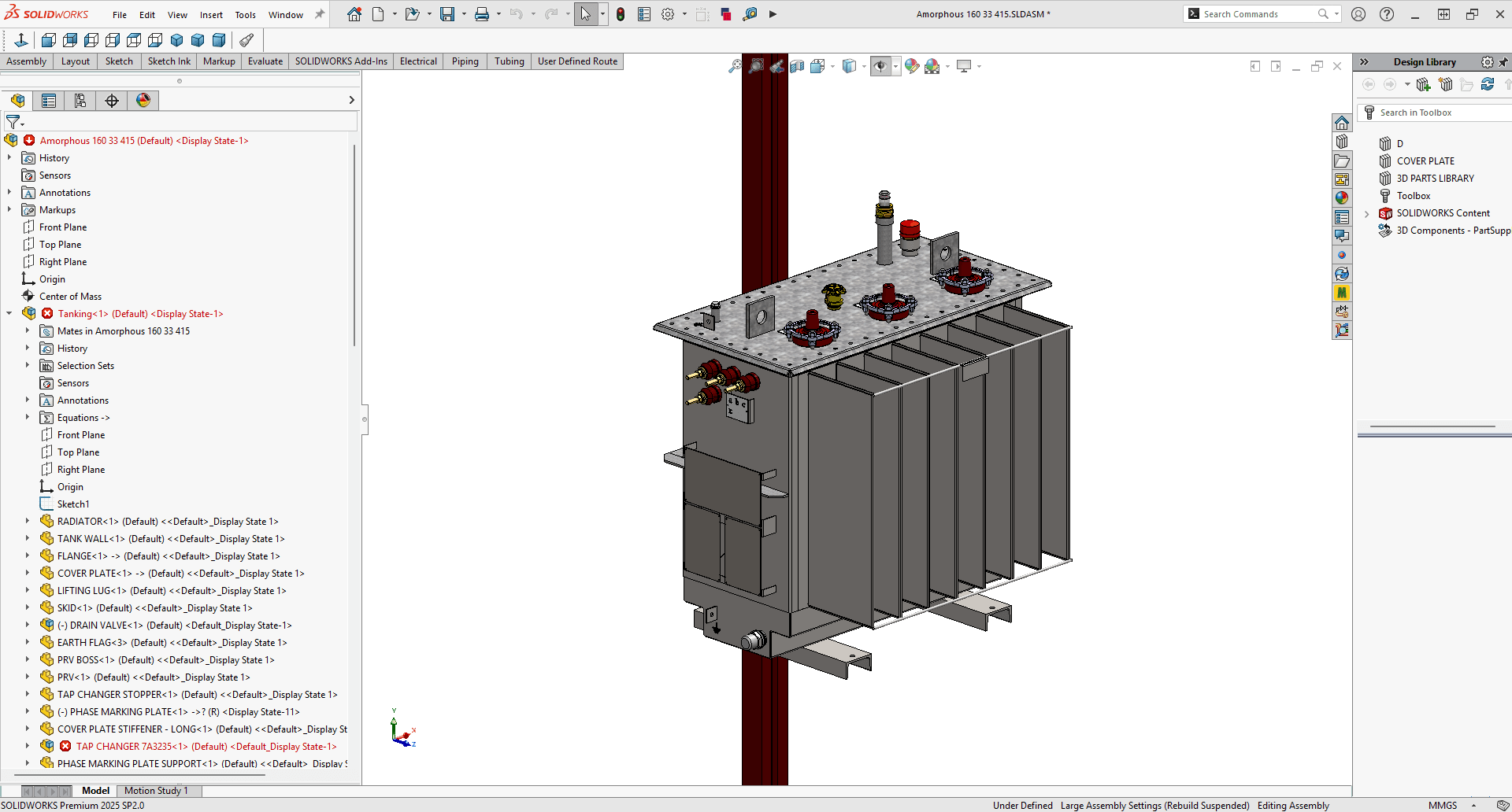 Pole mounted transformer front view