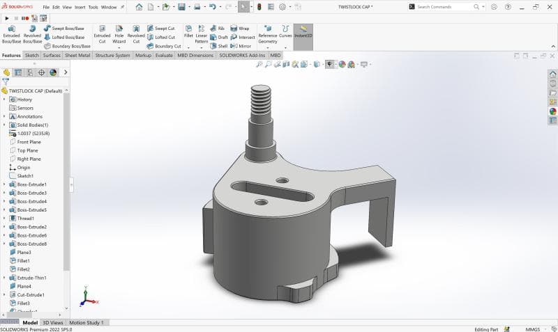 Detailed view of the Twistlock CAD model.